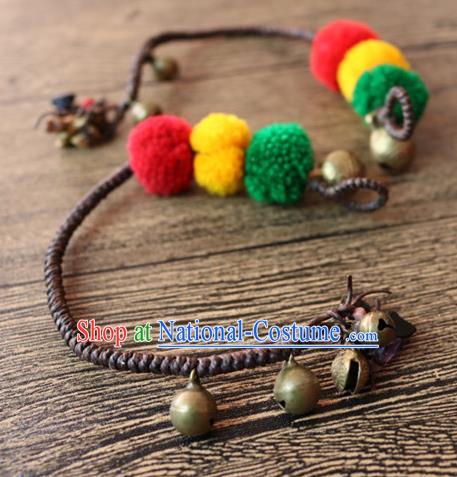 Traditional Handmade Chinese National Miao Nationality Embroidery Bells Bracelet for Women