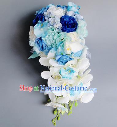 Top Grade Classical Wedding Silk Phalaenopsis Flowers Ball, Bride Holding Emulational Flowers Ball, Hand Tied Bouquet Flowers for Women