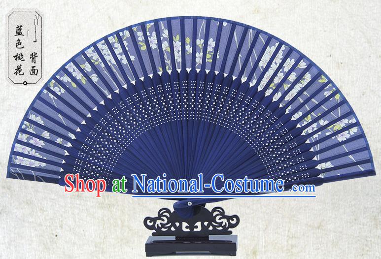 Traditional Chinese Crafts Folding Fan China Sensu Landscape Painting Calligraphy Silk Fan