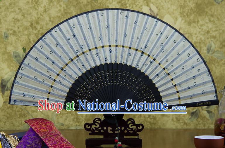 Traditional Chinese Handmade Crafts Two-segment Folding Fan, China Printing Orchid Sensu Silk Fan Hanfu Fans for Women