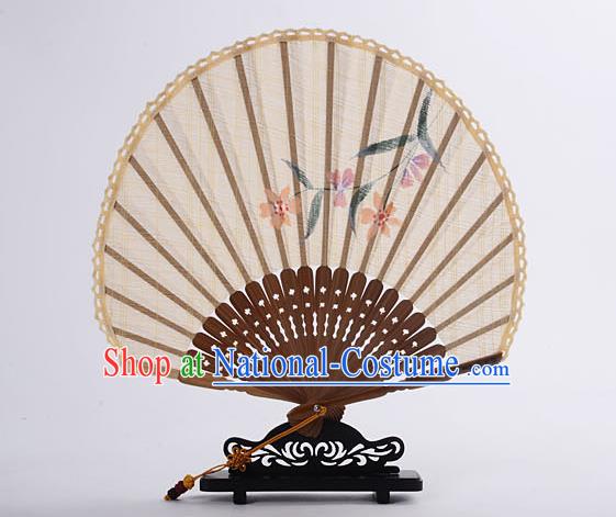 Traditional Chinese Handmade Crafts Hand Painting Flower Folding Fan, China Classical Linen Sensu Sunflower-type Light Yellow Fan Hanfu Fans for Women