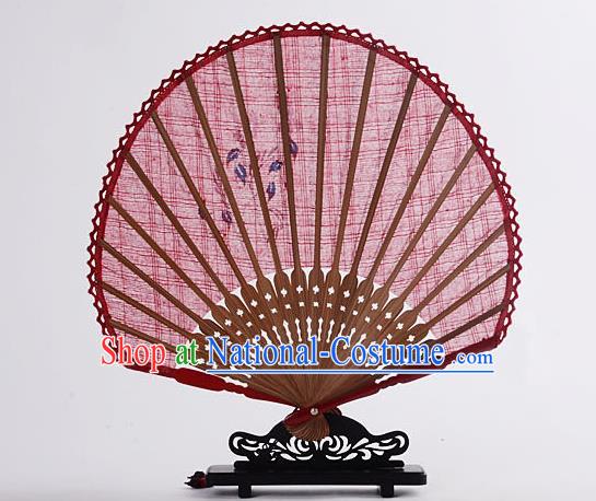 Traditional Chinese Handmade Crafts Hand Painting Flower Folding Fan, China Classical Linen Sensu Sunflower-type Red Fan Hanfu Fans for Women