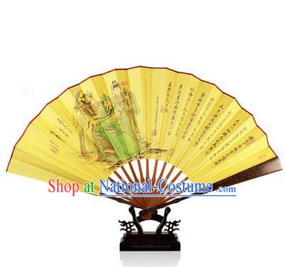 Traditional Chinese Handmade Crafts Folding Fan, China Classical Hand Painting Silk Sensu Door Frame Fan Hanfu Fans for Men