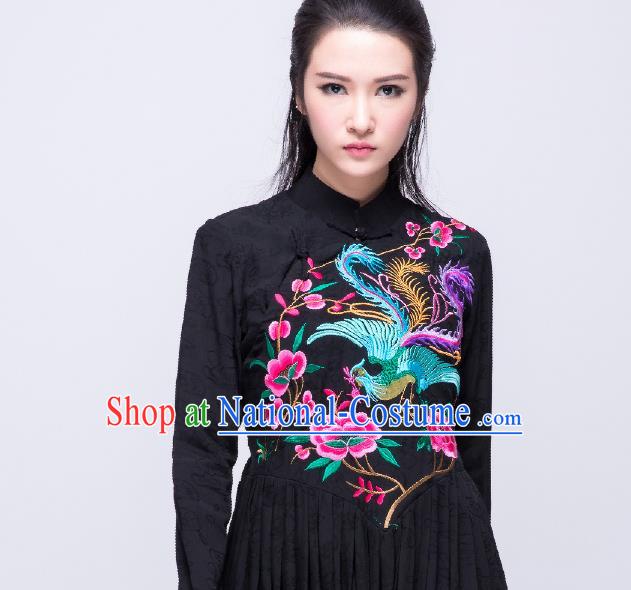 Traditional Ancient Chinese Young Women Cheongsam Dress Republic of China Tangsuit Stand Collar Blouse Dress Tang Suit Clothing for Women