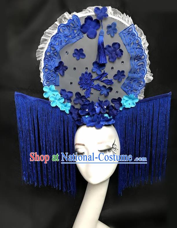 Top Grade Chinese Theatrical Headdress Ornamental Flowers Floral Hair Accessories, Ceremonial Occasions Handmade Traditional Manchu Princess Tassel Headdress for Women