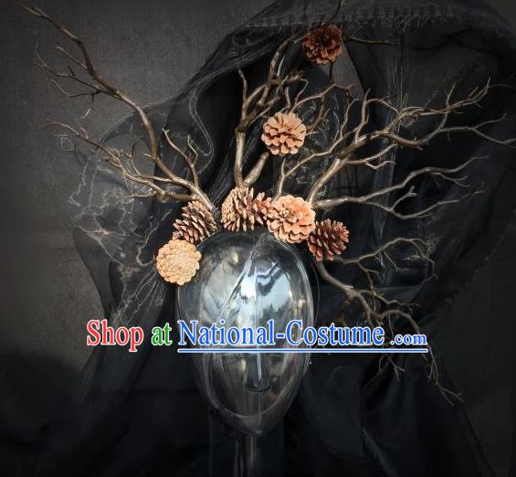 Top Grade Chinese Theatrical Luxury Headdress Ornamental Hair Clasp, Halloween Fancy Ball Ceremonial Occasions Handmade Branch Headwear for Women