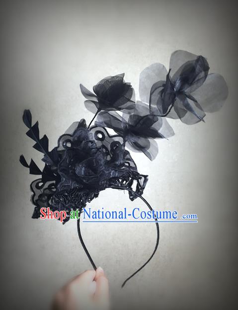 Top Grade Chinese Theatrical Luxury Headdress Ornamental Silk Flower Hair Clasp, Halloween Fancy Ball Ceremonial Occasions Handmade Headwear for Women