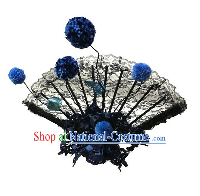 Top Grade Chinese Theatrical Luxury Headdress Ornamental Lace Headwear, Halloween Fancy Ball Asian Traditional Headpieces Model Show Hair Accessories for Women