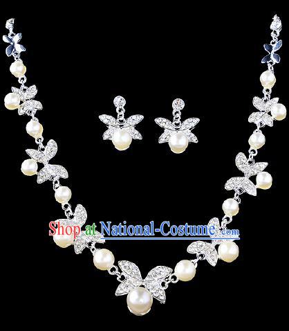 Top Grade Handmade Chinese Classical Jewelry Accessories Baroque Style Crystal Pearl Necklace and Earrings for Women