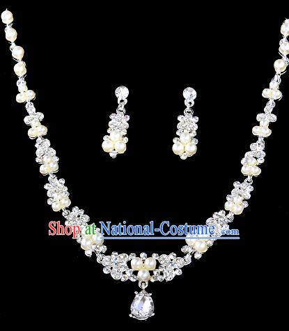 Top Grade Handmade Chinese Classical Jewelry Accessories Baroque Style Crystal Pearls Necklace and Earrings for Women