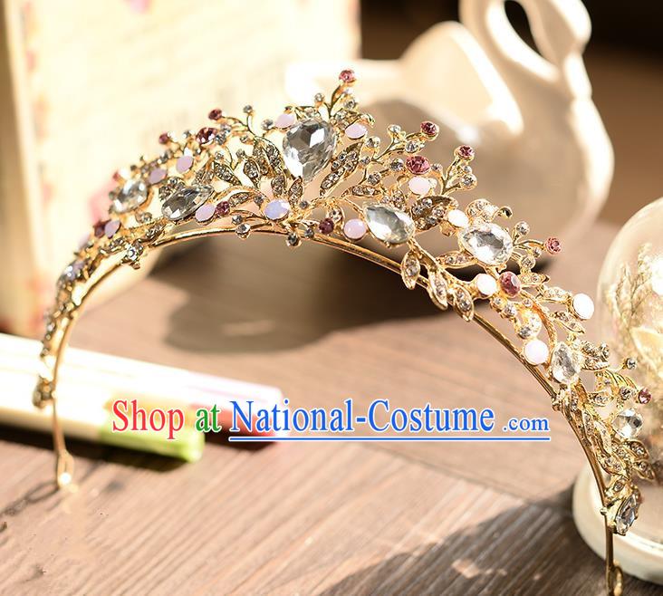 Top Grade Handmade Chinese Classical Hair Accessories Baroque Style Crystal Opal Royal Crown, Hair Sticks Hair Jewellery Hair Clasp for Women