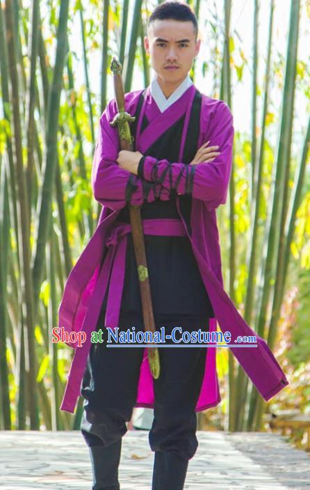 Traditional Chinese National Martial Arts Costume, China Ancient Ming Dynasty Jiang hu Swordsman Clothing for Men