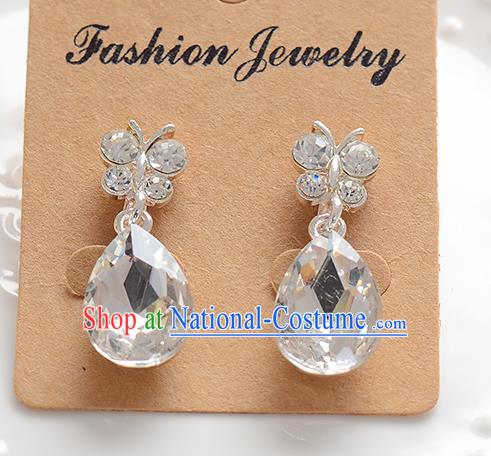 Top Grade Handmade Chinese Classical Jewelry Accessories Baroque Style Crystal Butterfly Wedding Earrings Bride Eardrop for Women