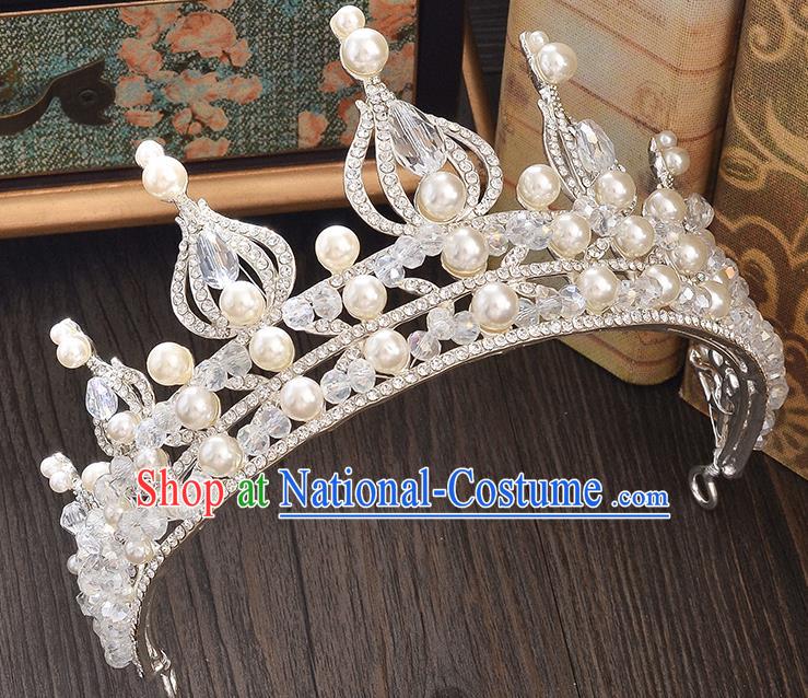 Top Grade Handmade Hair Accessories Baroque Style Wedding Crystal Pearls Royal Crown, Bride Princess Hair Kether Jewellery Imperial Crown for Women