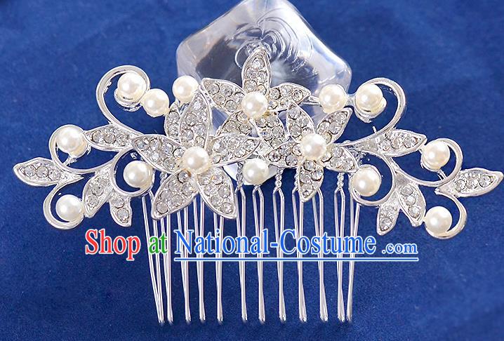 Top Grade Handmade Chinese Classical Hair Accessories Princess Wedding Crystal Pearl Hair Comb Hair Stick Headband Bride Headwear for Women