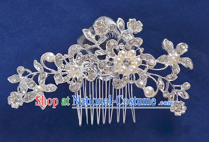 Top Grade Handmade Chinese Classical Hair Accessories Princess Wedding Crystal Flowers Hair Comb Hair Stick Headband Bride Headwear for Women