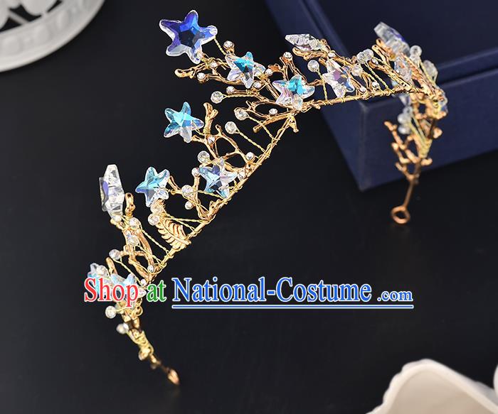 Top Grade Handmade Hair Accessories Baroque Style Wedding Crystal Star Royal Crown, Bride Princess Hair Kether Jewellery Imperial Crown for Women