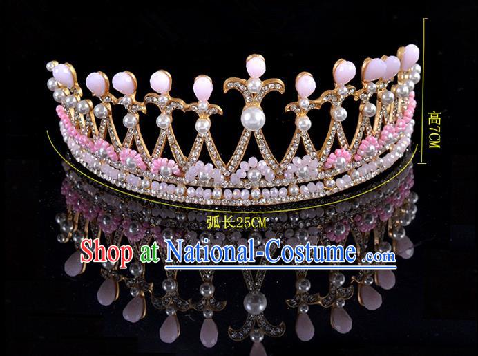 Top Grade Handmade Hair Accessories Baroque Style Palace Princess Wedding Crystal Pearls Vintage Royal Crown, Bride Hair Kether Jewellery Imperial Crown for Women