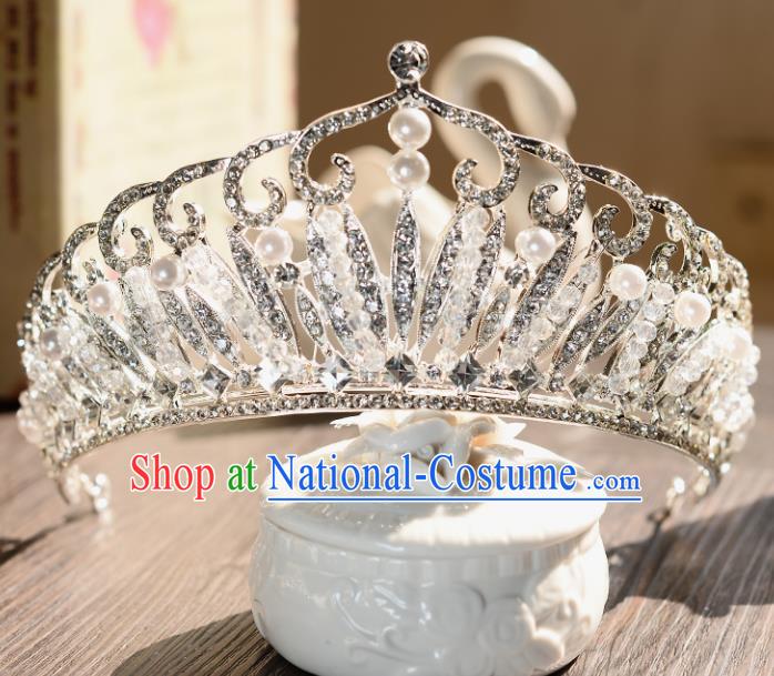 Top Grade Handmade Hair Accessories Baroque Style Palace Princess Wedding Crystal Pearls Vintage Royal Crown, Bride Hair Kether Jewellery Imperial Crown for Women