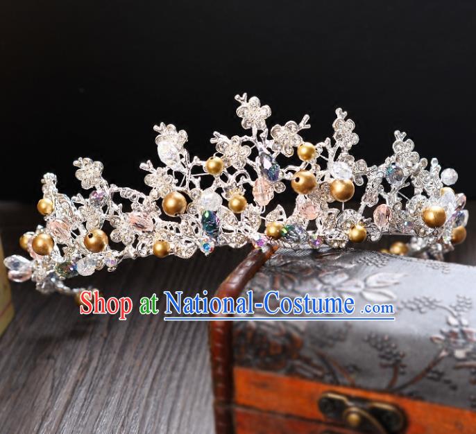 Top Grade Handmade Hair Accessories Baroque Style Palace Princess Wedding Golden Beads Vintage Royal Crown, Bride Hair Kether Jewellery Imperial Crown for Women