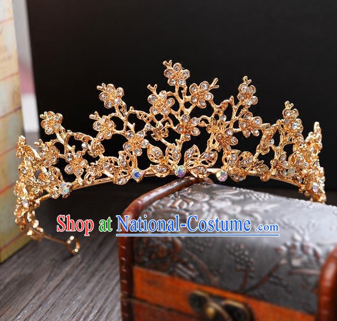 Top Grade Handmade Hair Accessories Baroque Style Palace Princess Wedding Crystal Vintage Golden Royal Crown, Bride Hair Kether Jewellery Imperial Crown for Women