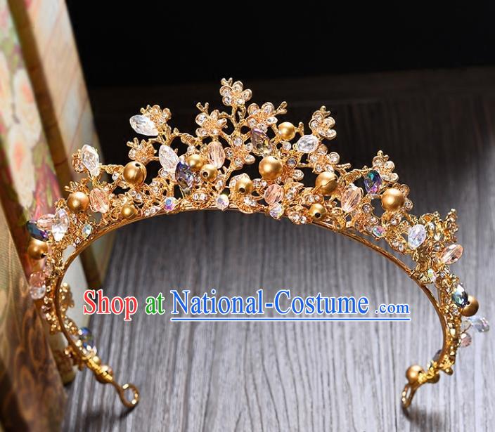 Top Grade Handmade Hair Accessories Baroque Style Palace Princess Wedding Crystal Beads Vintage Golden Royal Crown, Bride Hair Kether Jewellery Imperial Crown for Women