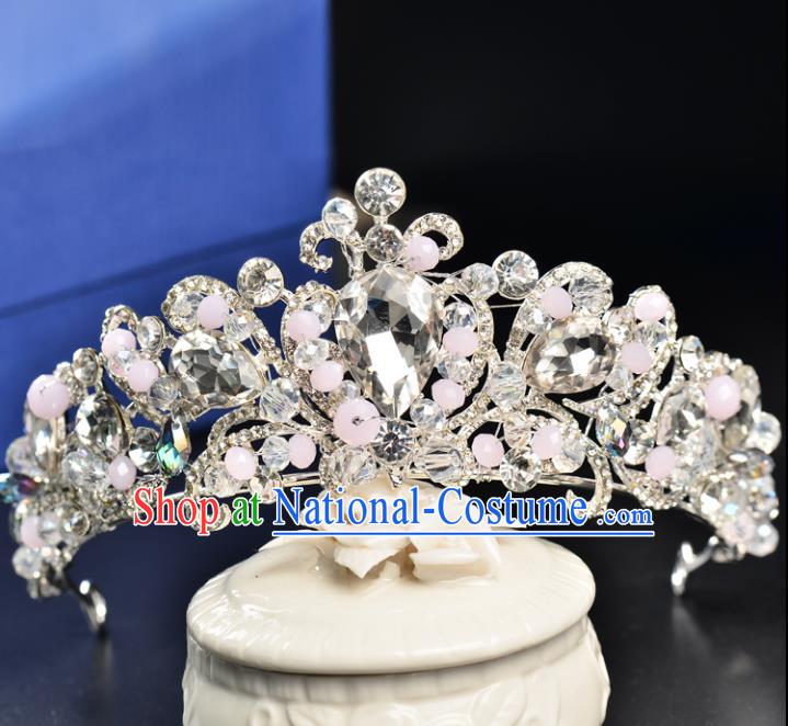 Top Grade Handmade Hair Accessories Baroque Style Palace Princess Wedding Crystal Pink Beads Vintage Royal Crown, Bride Hair Kether Jewellery Imperial Crown for Women