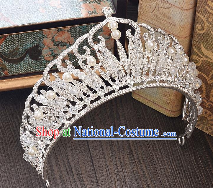 Top Grade Handmade Hair Accessories Baroque Style Wedding Princess Full Dress Crystal Beads Pearl Royal Crown, Bride Toast Hair Kether Jewellery Imperial Crown for Women