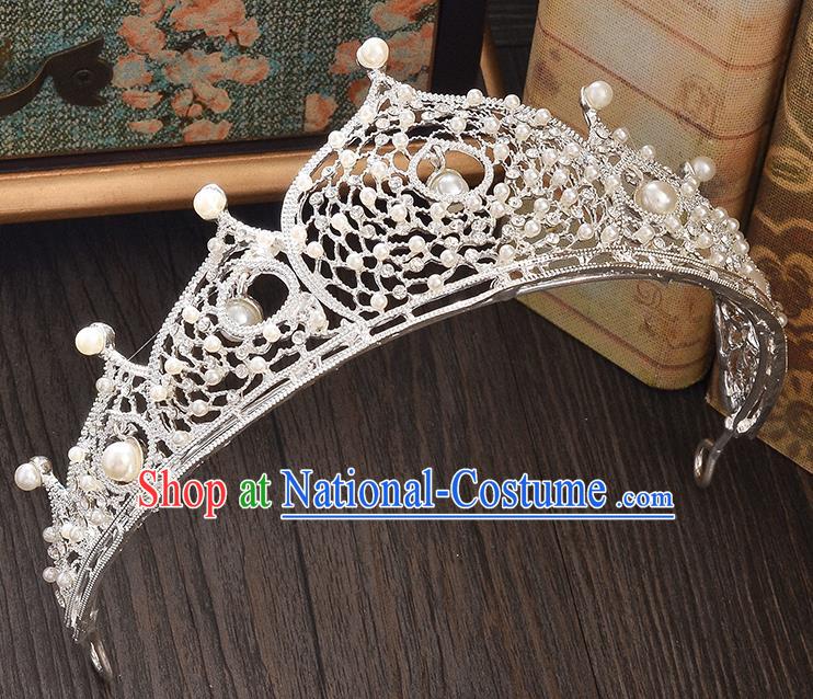 Top Grade Handmade Hair Accessories Baroque Style Wedding Princess Full Dress Crystal Pearls Royal Crown, Bride Toast Hair Kether Jewellery Imperial Crown for Women