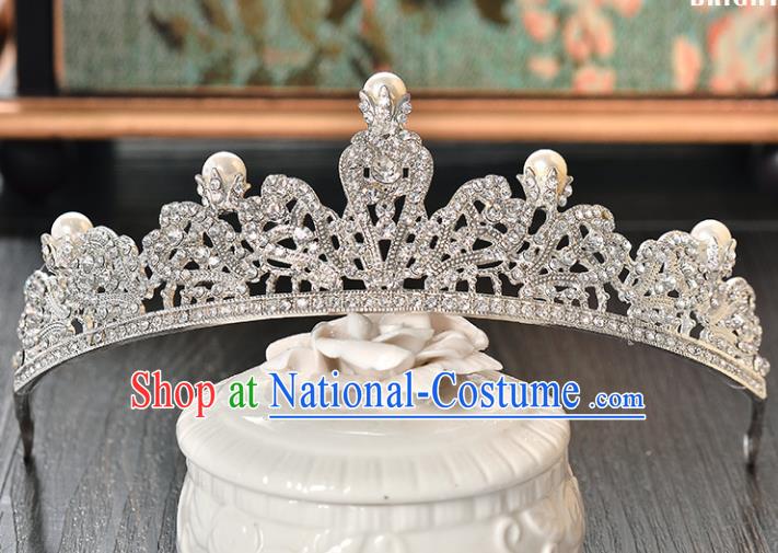 Top Grade Handmade Hair Accessories Baroque Luxury Crystal Pearls Royal Crown, Bride Wedding Hair Kether Jewellery Princess Imperial Crown for Women