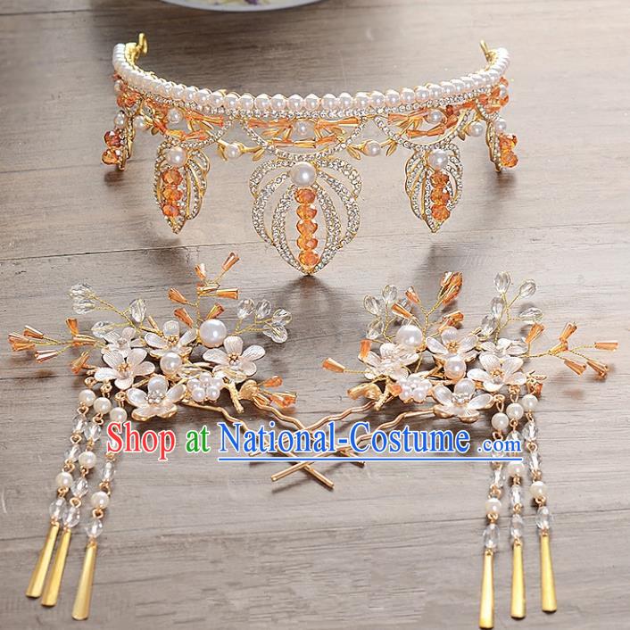 Top Grade Handmade Hair Accessories Baroque Luxury Crystal Pearls Royal Crown, Bride Wedding Hair Kether Jewellery Princess Imperial Crown for Women