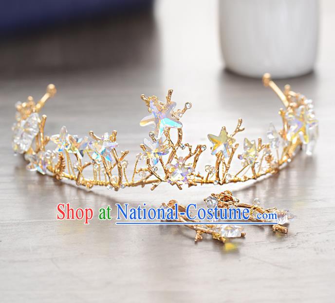 Top Grade Handmade Hair Accessories Baroque Style Palace Princess Wedding Crystal Stars Vintage Royal Crown, Bride Hair Kether Jewellery Imperial Crown for Women