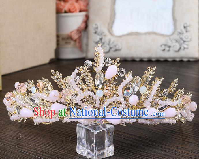 Top Grade Handmade Hair Accessories Baroque Style Palace Princess Wedding Pink Opal Crystal Vintage Royal Crown, Bride Hair Kether Jewellery Imperial Crown for Women