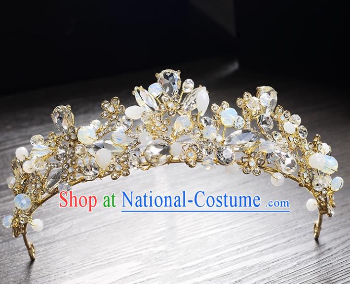 Top Grade Handmade Hair Accessories Baroque Style Princess Crystal Opal Vintage Royal Crown, Bride Wedding Hair Kether Jewellery Imperial Crown for Women