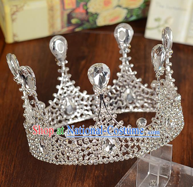 Top Grade Handmade Hair Accessories Baroque Queen Crystal Round Royal Crown, Bride Wedding Hair Kether Jewellery Imperial Crown for Women