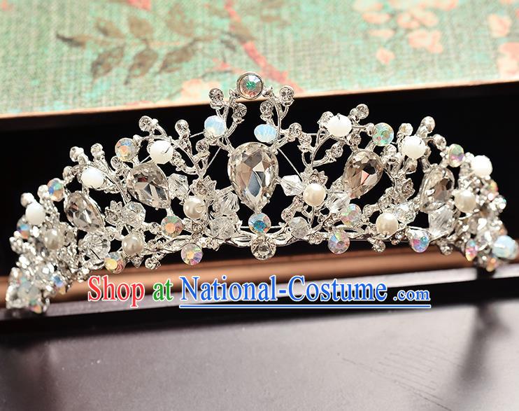 Top Grade Handmade Hair Accessories Baroque Luxury Crystal Beads Royal Crown, Bride Wedding Hair Kether Jewellery Princess Imperial Crown for Women