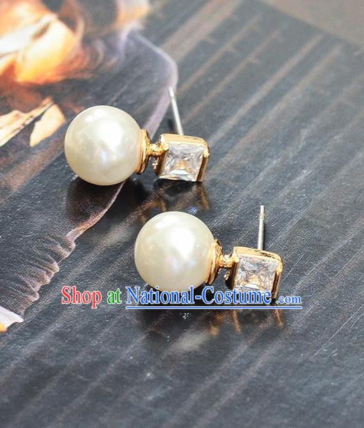 Top Grade Handmade Chinese Classical Jewelry Accessories Wedding Pearl Crystal Ear Stud Bride Hanfu Earrings for Women