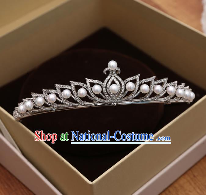 Top Grade Handmade Hair Accessories Baroque Pearls Zircon Imperial Crown, Bride Wedding Hair Jewellery Princess Crystal Crown for Women