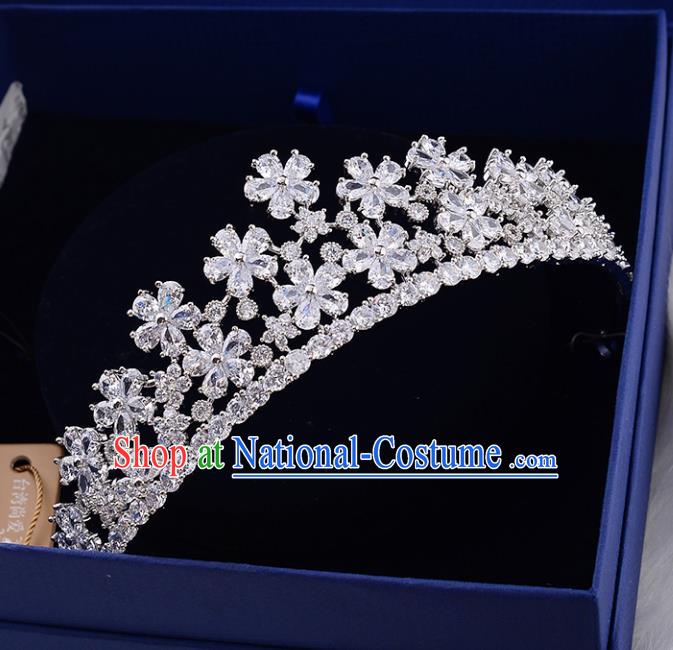 Top Grade Handmade Hair Accessories Baroque Zircon Flowers Imperial Crown, Bride Wedding Hair Jewellery Princess Crystal Crown for Women