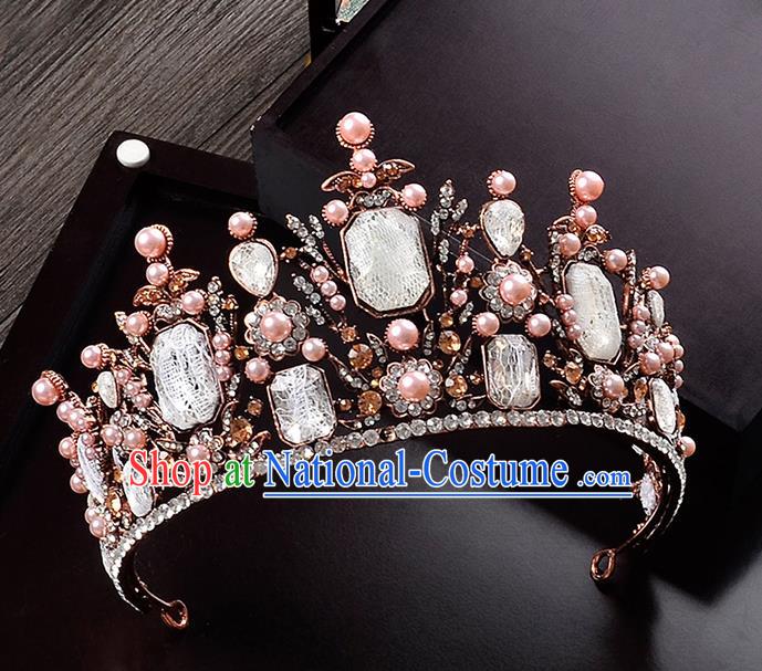 Top Grade Handmade Hair Accessories Baroque Crystal Vintage Imperial Crown, Bride Wedding Hair Jewellery Queen Crystal Golden Crown for Women