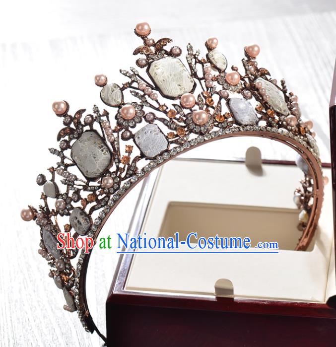 Top Grade Handmade Hair Accessories Baroque Costly Diamond Imperial Crown, Bride Wedding Hair Jewellery Princess Pearls Crown for Women