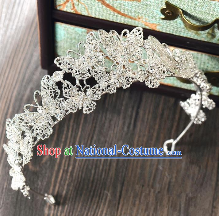 Top Grade Handmade Hair Accessories Baroque Rhinestone Butterfly Imperial Crown, Bride Wedding Hair Jewellery Princess Crystal Crown for Women