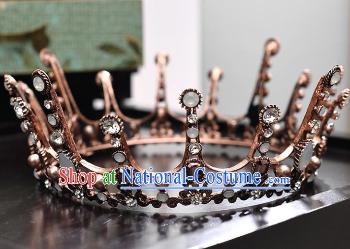 Top Grade Handmade Hair Accessories Baroque Rhinestone Round Imperial Crown, Bride Wedding Hair Jewellery Queen Crystal Crown for Women