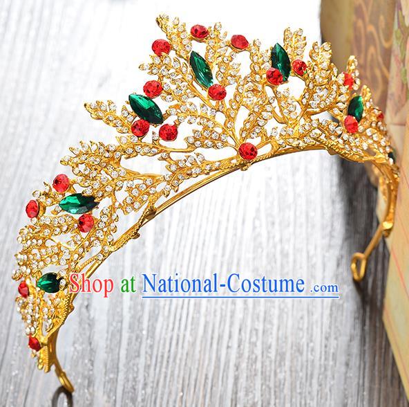 Top Grade Handmade Hair Accessories Baroque Colorful Rhinestone Imperial Crown, Bride Wedding Hair Jewellery Princess Crystal Crown for Women