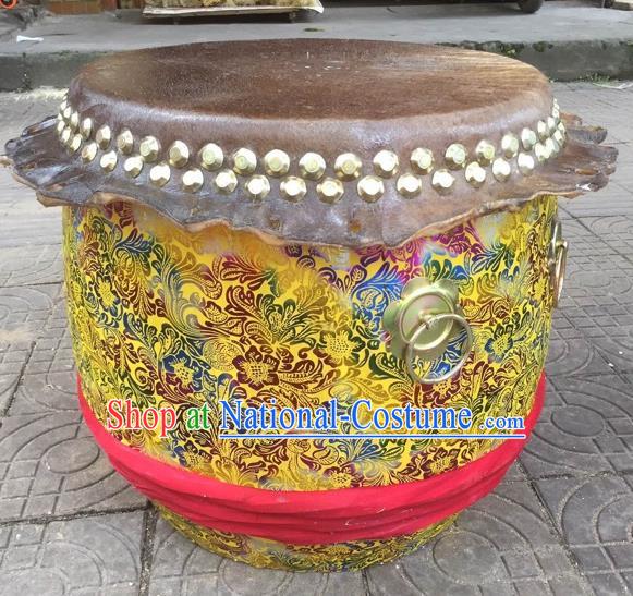 Dragon Dance Lion Dance Yellow Drum Cowhide Drum Cart Musical Instrument Tupan Complete Set