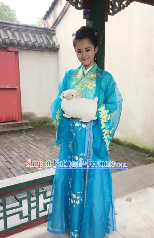 Traditional Chinese Ming Dynasty Princess Fairy Embroidery Costume and Headpiece Complete Set, Chinese Palace Lady Hanfu Dress for Women