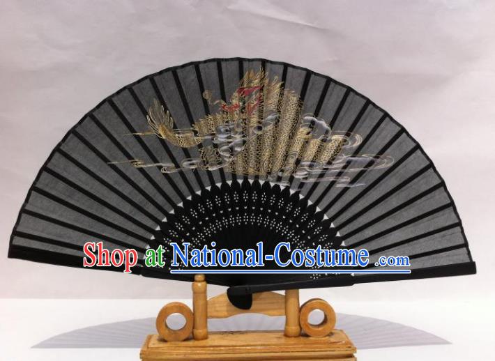 Traditional Chinese Crafts Peking Opera Folding Fan China Sensu Hand Painting Dragon Chinese Silk Dance Fan for Women