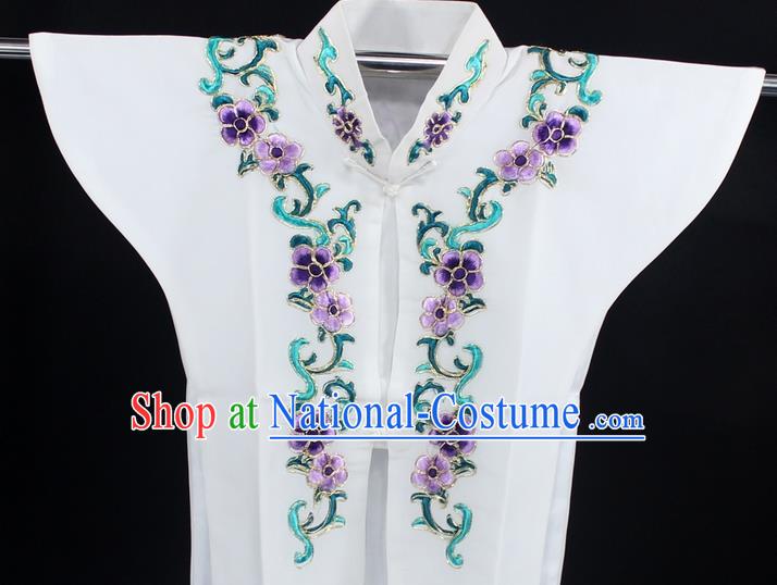 Traditional China Beijing Opera Young Lady Costume White Collar Protectors, Ancient Chinese Peking Opera Embroidery Clothing