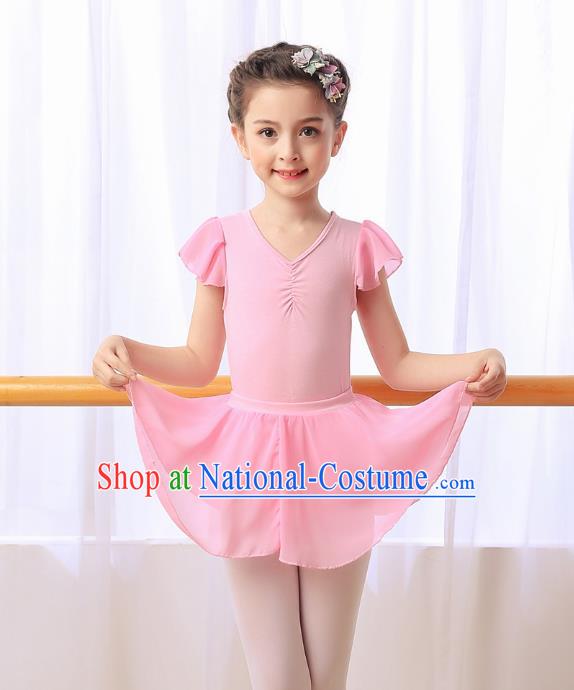 Chinese Modern Dance Costume, Children Opening Classic Ballet Dance Pink Dress for Girls Kids