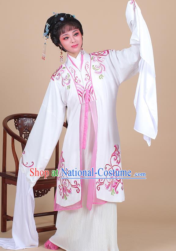 Traditional China Beijing Opera Young Lady Hua Tan Costume Female Water Sleeve Dance Clothing, Ancient Chinese Peking Opera Madam White Snake Diva Embroidery Dress